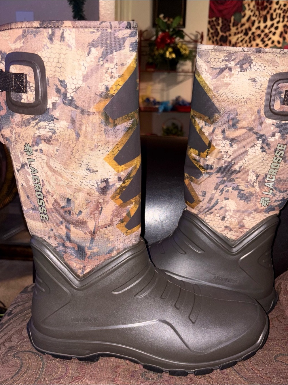 LaCrosse Men's Camo Waterproof Hunting Boots in Brown and Olive